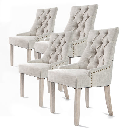 4X French Provincial Dining Chair Oak Leg AMOUR CREAM.