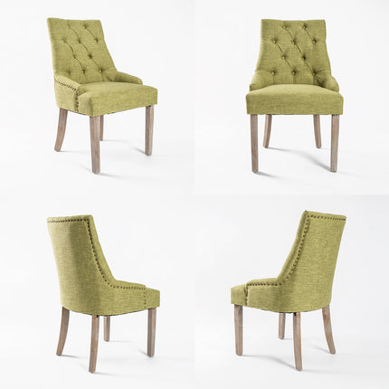 2X French Provincial Dining Chair Oak Leg AMOUR GREEN.