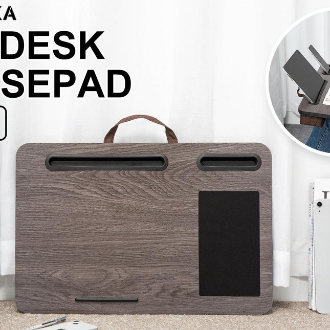 Lap Desk Laptop Stand Phone Tablet Holder Mousepad Cushioned Lapdesk IRON GREY OAK.