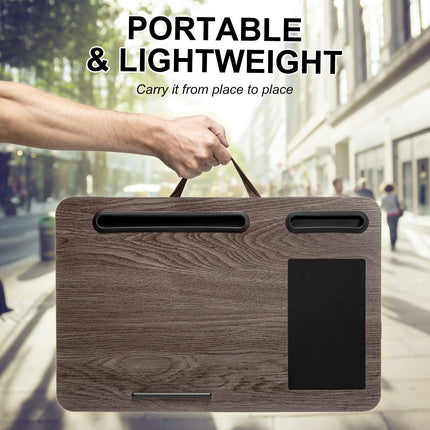 Lap Desk Laptop Stand Phone Tablet Holder Mousepad Cushioned Lapdesk IRON GREY OAK.