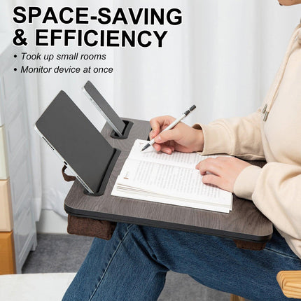 Lap Desk Laptop Stand Phone Tablet Holder Mousepad Cushioned Lapdesk IRON GREY OAK.