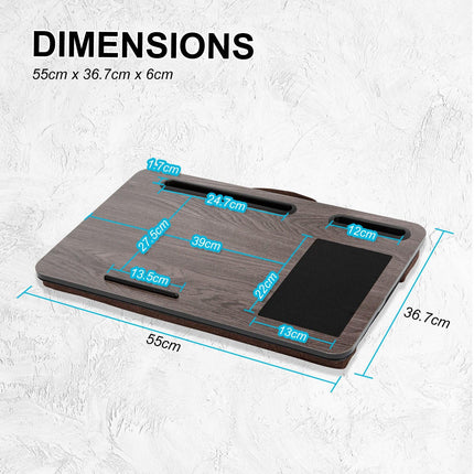 Lap Desk Laptop Stand Phone Tablet Holder Mousepad Cushioned Lapdesk IRON GREY OAK.