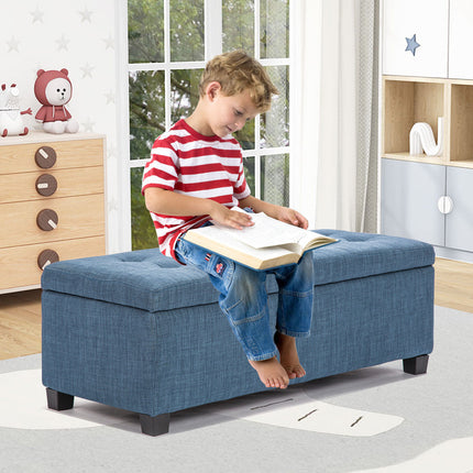 Storage Ottoman Stool 102cm Fabric DARK BLUE.