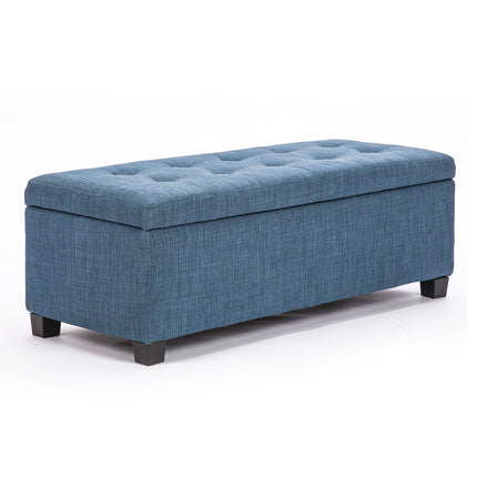 Storage Ottoman Stool 102cm Fabric DARK BLUE.