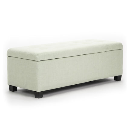 Storage Ottoman Stool 102cm Fabric LIGHT GREEN.