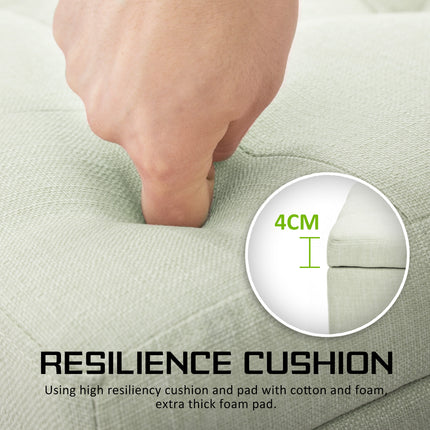 Storage Ottoman Stool 102cm Fabric LIGHT GREEN.
