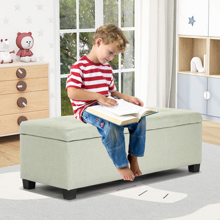 Storage Ottoman Stool 102cm Fabric LIGHT GREEN.