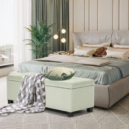 Storage Ottoman Stool 102cm Fabric LIGHT GREEN.