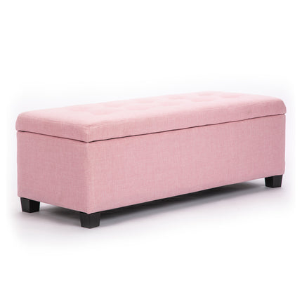 Storage Ottoman Stool 102cm Fabric PINK.