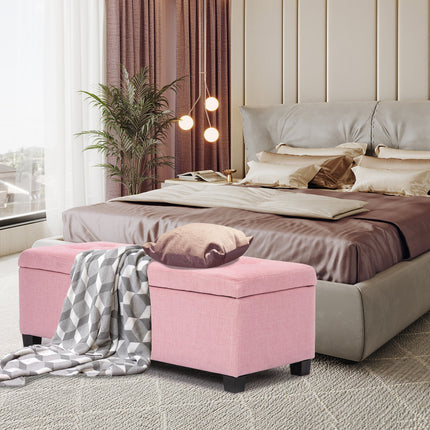 Storage Ottoman Stool 102cm Fabric PINK.