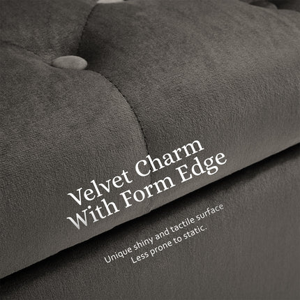Storage Ottoman Stool Arm Bench Seat 132cm Velvet GREY.