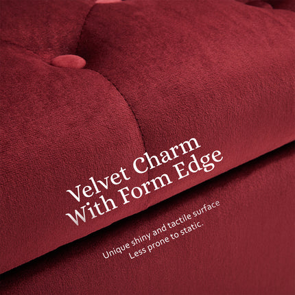 Storage Ottoman Stool Arm Bench Seat 132cm Velvet RED.