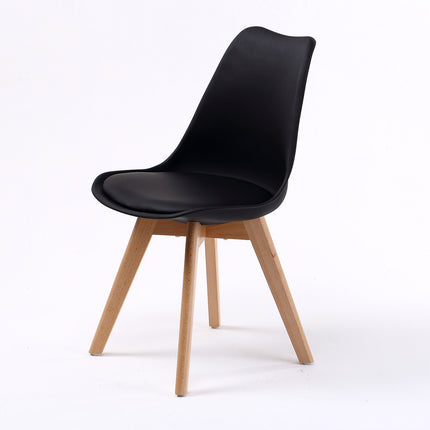 4X Retro Dining Cafe Chair Padded Seat BLACK.