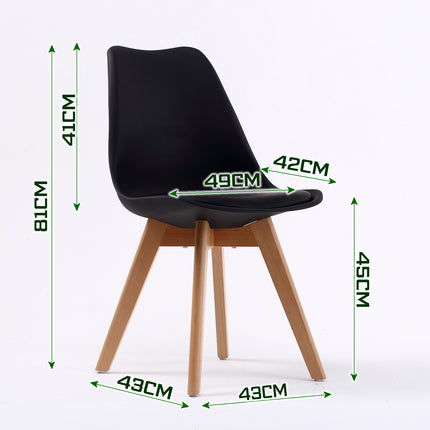 4X Retro Dining Cafe Chair Padded Seat BLACK.