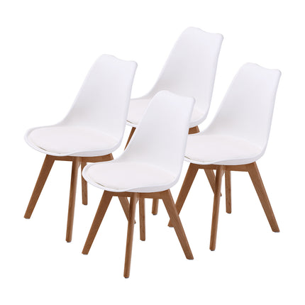4X Retro Dining Cafe Chair Padded Seat WHITE.