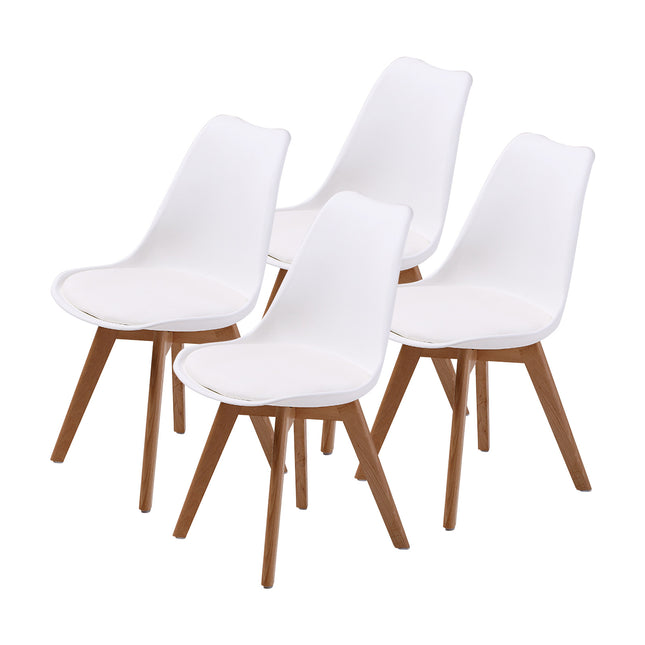 4X Retro Dining Cafe Chair Padded Seat WHITE.