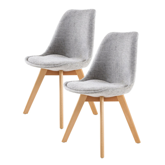 2X Retro Dining Cafe Chair Padded Seat GREY.