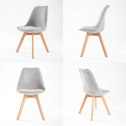 2X Retro Dining Cafe Chair Padded Seat GREY.