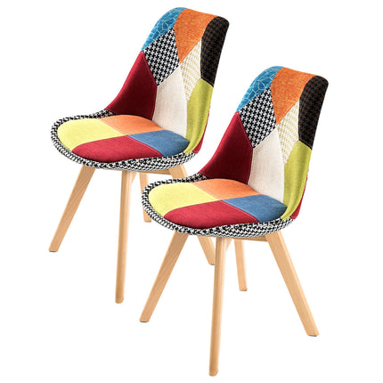 2X Retro Dining Cafe Chair Padded Seat MULTI COLOUR.