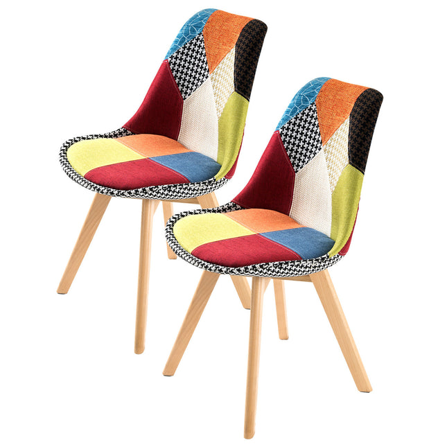 2X Retro Dining Cafe Chair Padded Seat MULTI COLOUR.