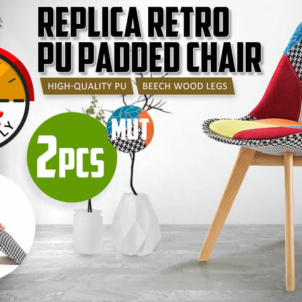2X Retro Dining Cafe Chair Padded Seat MULTI COLOUR.