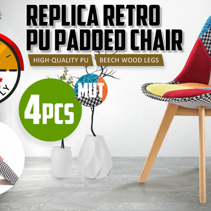4X Retro Dining Cafe Chair Padded Seat MULTI COLOUR.