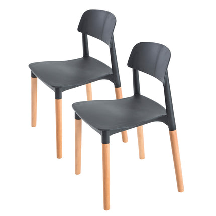 2X Retro Belloch Stackable Dining Cafe Chair BLACK.