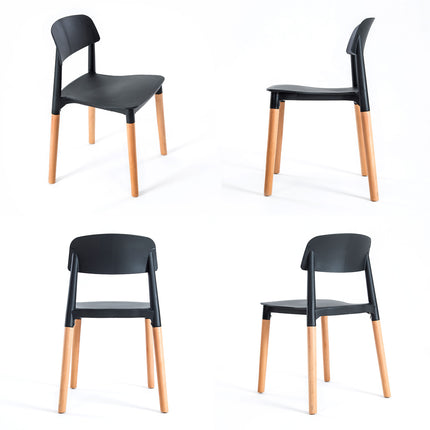 2X Retro Belloch Stackable Dining Cafe Chair BLACK.