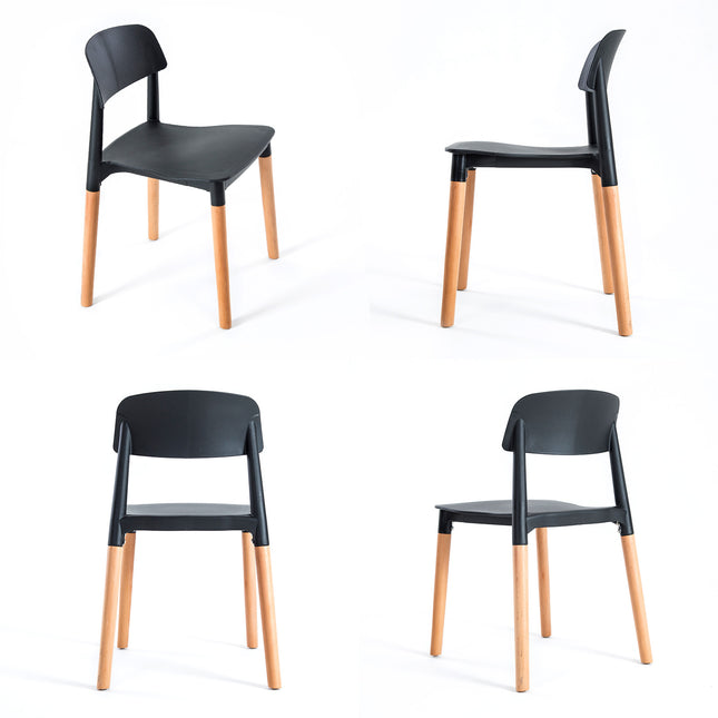 2X Retro Belloch Stackable Dining Cafe Chair BLACK.