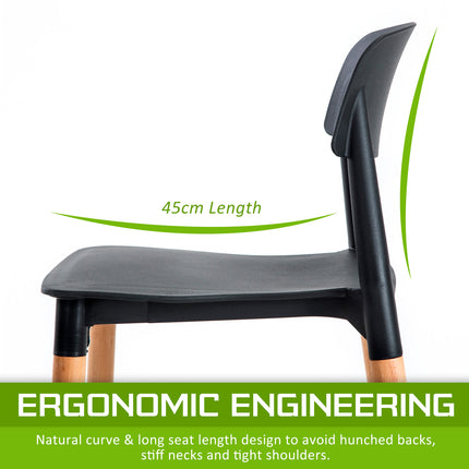2X Retro Belloch Stackable Dining Cafe Chair BLACK.
