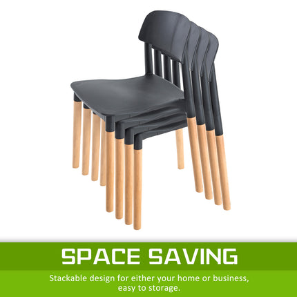 2X Retro Belloch Stackable Dining Cafe Chair BLACK.