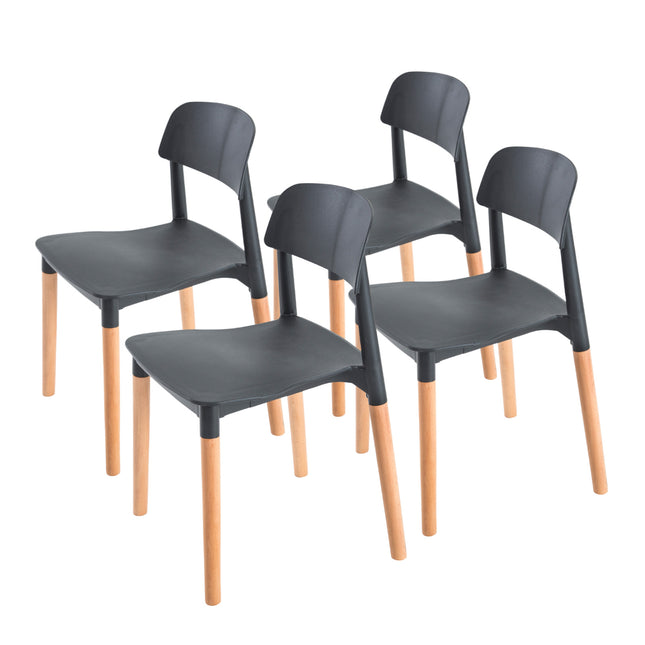 4X Retro Belloch Stackable Dining Cafe Chair BLACK.