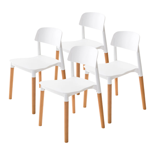 4X Retro Belloch Stackable Dining Cafe Chair WHITE.
