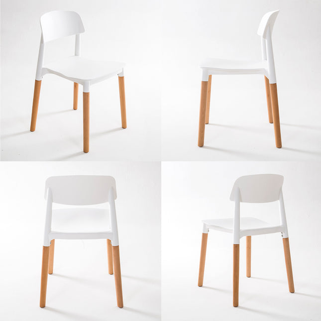 4X Retro Belloch Stackable Dining Cafe Chair WHITE.