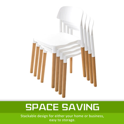 4X Retro Belloch Stackable Dining Cafe Chair WHITE.