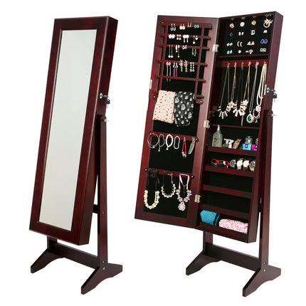 Mirror Jewellery Cabinet Storage Organiser LUVO 146cm WALNUT.