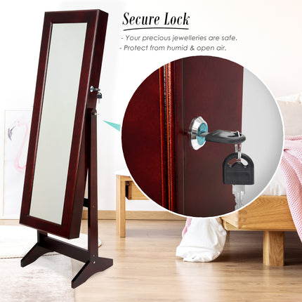 Mirror Jewellery Cabinet Storage Organiser LUVO 146cm WALNUT.