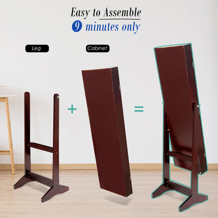 Mirror Jewellery Cabinet Storage Organiser LUVO 146cm WALNUT.