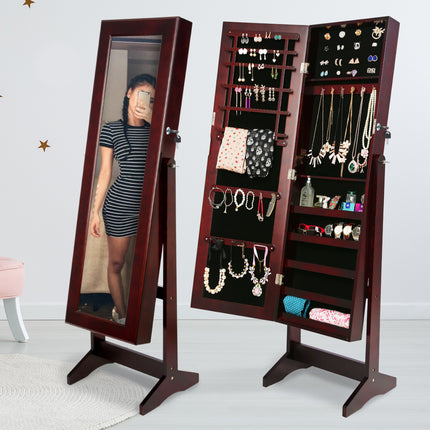 Mirror Jewellery Cabinet Storage Organiser LUVO 146cm WALNUT.