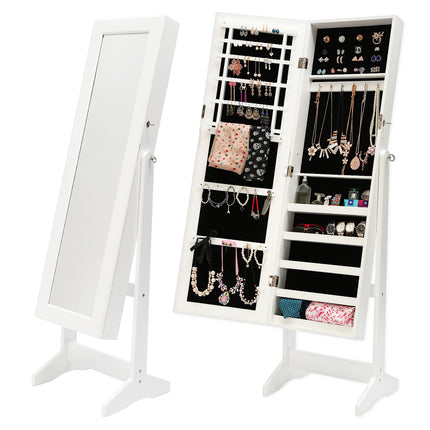 Mirror Jewellery Cabinet Storage Organiser LUVO 146cm WHITE.