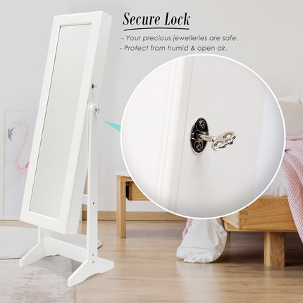 Mirror Jewellery Cabinet Storage Organiser LUVO 146cm WHITE.