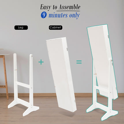 Mirror Jewellery Cabinet Storage Organiser LUVO 146cm WHITE.