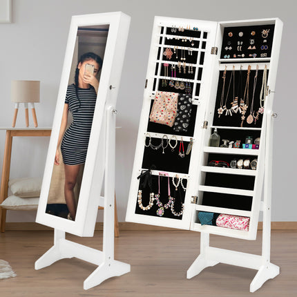 Mirror Jewellery Cabinet Storage Organiser LUVO 146cm WHITE.
