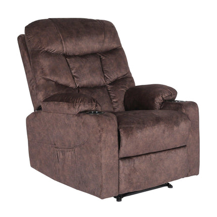 8-Point Electric Massage Recliner Chair - Leathaire Lounge Sofa Armchair AVERY BROWN.