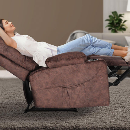 8-Point Electric Massage Recliner Chair - Leathaire Lounge Sofa Armchair AVERY BROWN.