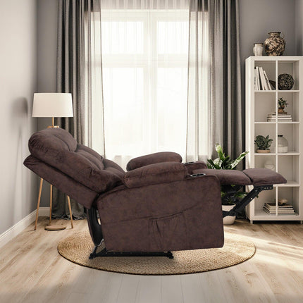 8-Point Electric Massage Recliner Chair - Leathaire Lounge Sofa Armchair AVERY BROWN.