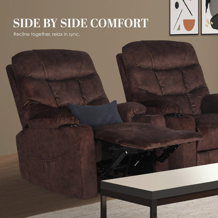 8-Point Electric Massage Recliner Chair - Leathaire Lounge Sofa Armchair AVERY BROWN.