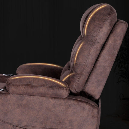 8-Point Electric Massage Recliner Chair - Leathaire Lounge Sofa Armchair AVERY BROWN.