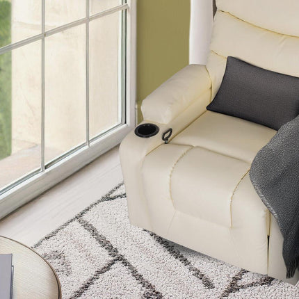 8-Point Electric Massage Recliner Chair - PU Leather Lounge Sofa Armchair CELINA CREAM.