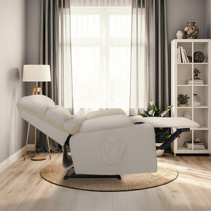 8-Point Electric Massage Recliner Chair - PU Leather Lounge Sofa Armchair CELINA CREAM.
